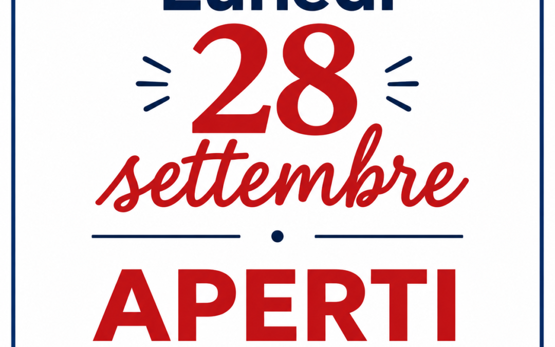 Lunedì 28 settembre aperto solo pomeriggio