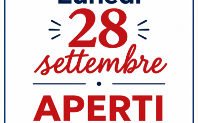 Lunedì 28 settembre aperto solo pomeriggio